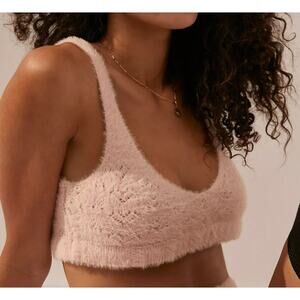 FREE PEOPLE | Intimately Pink Girl's Night In Fuzzy Pointelle Bralette | Small